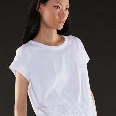 Oversized Short Sleeve Drawstring Hem T-Shirt in WHITE or MOSS