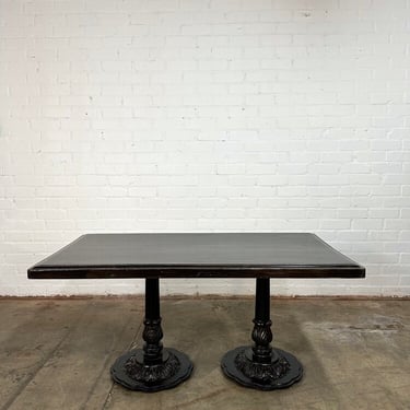 French Rustic Dining Table With Metal Base 