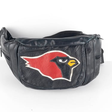 vintage ARIZONA CARDINALS black leather NFL football fanny pack -- great condition 