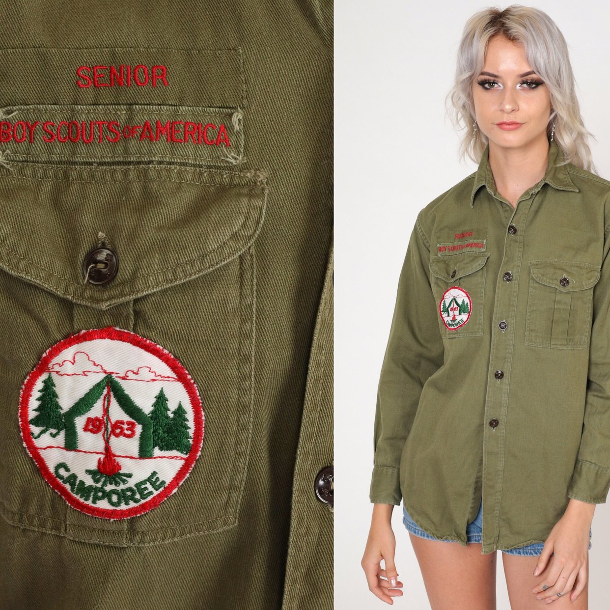 Boy Scouts Of America Official Shirt Size Youth Large Biege