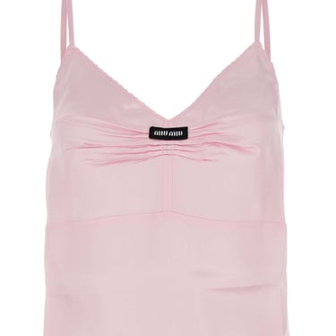 Miu Miu Women Pastel Pink Satin Tank Top