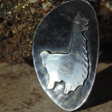 Graziella Laffi Peruvian Hammered Sterling Silver Concave Llama Brooch / Pin 
