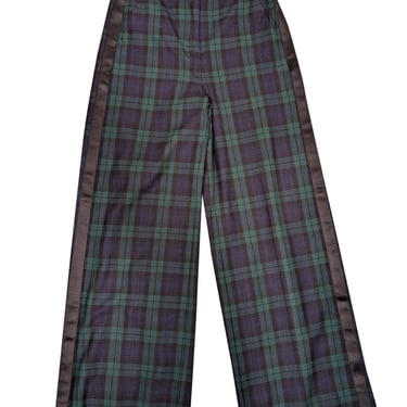 J.Crew - Navy &amp; Green Plaid Wide Leg Pants Sz 2