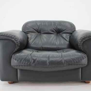 1970s  De Sede Adjustable Black Leather Armchair DS-110 James Bond, Switzerland 