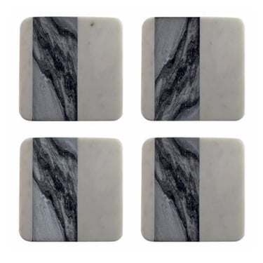 White &amp; Gray Marble Coasters - Square