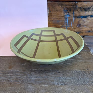 Serving Bowl - Yellow with brown shapes 