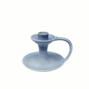 Earthenware Candlestick from the Netherlands in Water Blue
