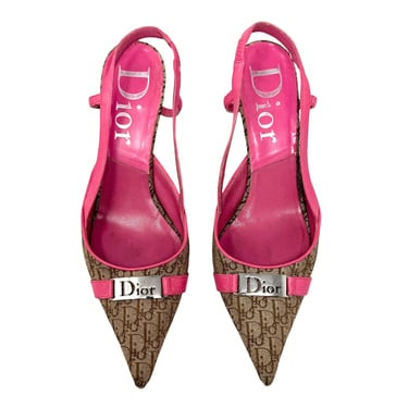 Dior Pink Logo Slingback Heels