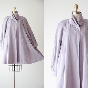 lavender pastel jacket | 80s 90s vintage shimmery iridescent purple oversized loose swing coat 