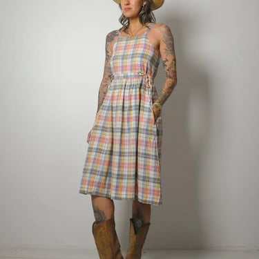 1970's India Cotton Plaid Sundress