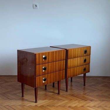 SET of 2 Mid Century Modern Bedside Tables / Vintage Nightstands / Bedroom Furniture / Yugoslavian Cabinet / 1960s 