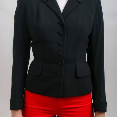 1950s Rothsmoor Black Wool Fitted Blazer