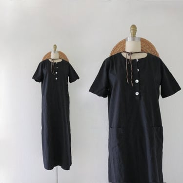 black linen maxi dress - s 