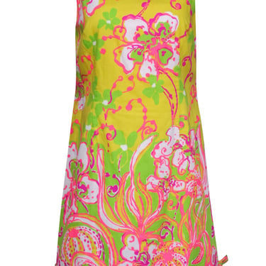 Lilly Pulitzer - Yellow, Pink, & Green Floral Print Sleeveless Dress Sz 10
