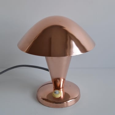 Bauhaus copper table lamp, Czechoslovakia, 1930s. 