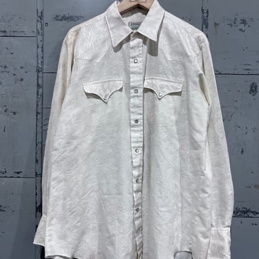 1970’s H Bar C floral tonal  Print Western Long Tail Pearl Snap Shirt 