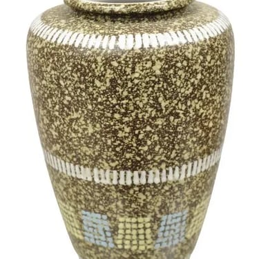 Vintage German Mid Century Modern Brown Blue Yellow Vase attr. Carstens Keramik