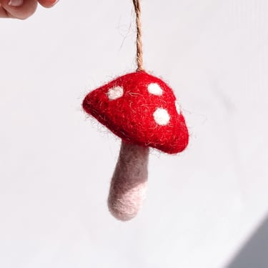 Felted Wool Mushroom Ornament