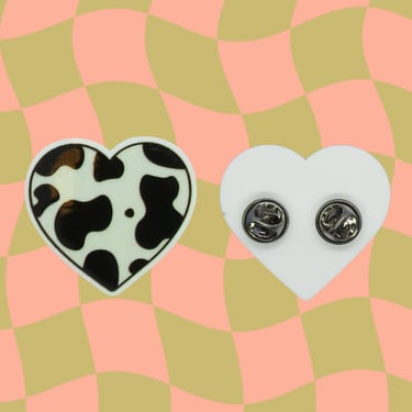 Cow Print Pin Cute Heart Aesthetic Brooch 