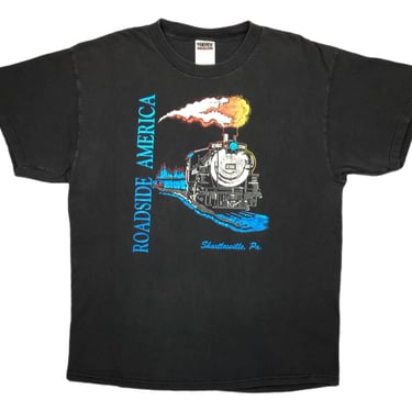 Vintage 90s Roadside America Shartlesville Pennsylvania Locomotive/Train Graphic T-Shirt Size XL 