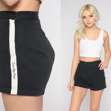 60s Hot Pants Black Denim Short Shorts High Waisted Zip | Shop Exile |  Tucson, AZ