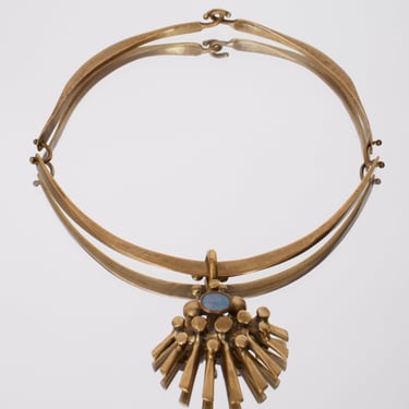 Brutalist Brass & Opal Choker