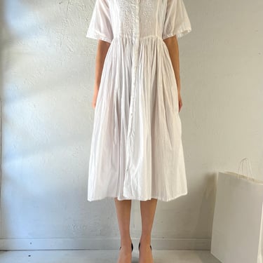 90s ‘Cute Options’ White Cotton Dress / Medium 