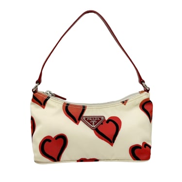 Prada White Heart Nylon Shoulder Bag
