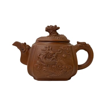 Chinese Brown Yixing Zisha Clay Teapot w Dragon Head Accent ws2592E 