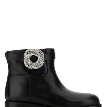 Mach&Mach Women Black Leather Galaxy Ankle Boots