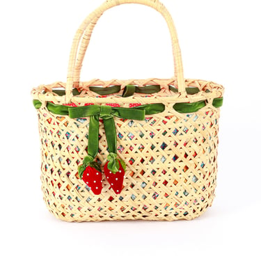 Woven Strawberry Picnic Bag
