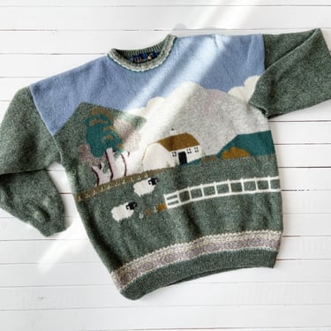 cottagecore sweater | 80s 90s vintage Tulchan green blue