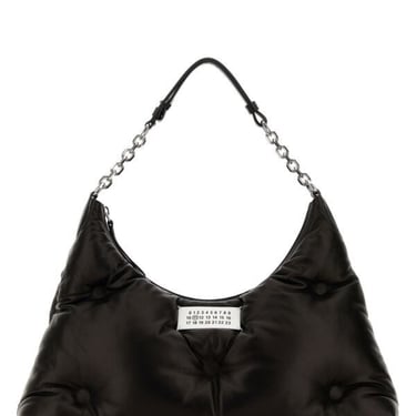 Maison Margiela Woman Black Nappa Leather Medium Glam Slam Hobo Shoulder Bag