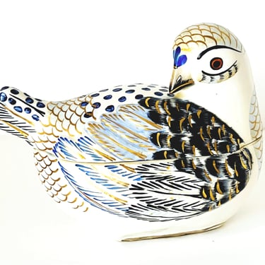Italian Porcelain Lidded Box in Bird Motif