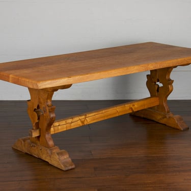 Country French Farmhouse Monastery Style Oak Trestle Dining Table 