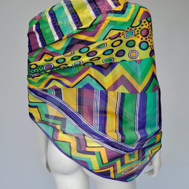 vintage 1980s Missoni colorful silk oversized scarf wrap 51x51 