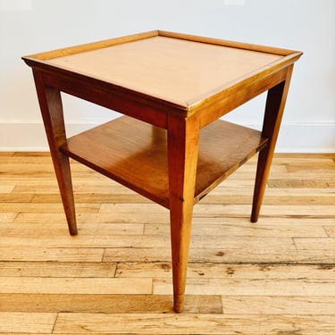 Mid Century Wood Side Table with Shelf