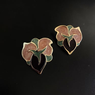 vintage earrings vintage studs floral earrings golden earrings gold earrings statement earrings cocktail costume jewelry 