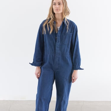 Vintage True Blue Jumpsuit | Unisex Herringbone Twill Cotton Coverall Mechanic Suit Boilersuit Onesie | M | COV31 