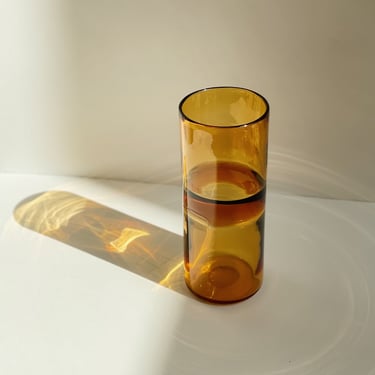 Amber Cylindrical Blown Glass Vase