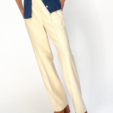 White Wool Pleated Trousers (S)