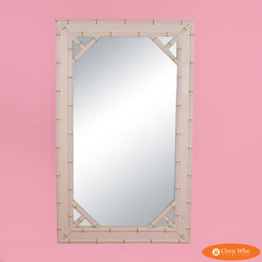 Faux Bamboo White and Green Rectangular Mirror