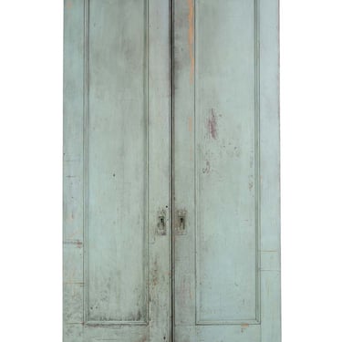 Antique Single Pane Wood Pocket Double Doors 96.4 x 52