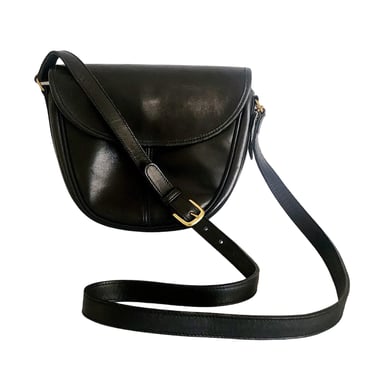 80s COACH Small Paris Shoulder Bag  Black Leather 0214-003 