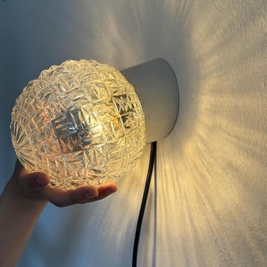 Vintage Wall Sconce / Flush Mount Wall Lamp / Space Age Glass Globe Lamp / Home Decor / Wall Decor / 1960s 