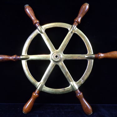 ws/Ship Wheel, 16 3/4&quot; Brass Spokes with Six Wooden Spoke Handles