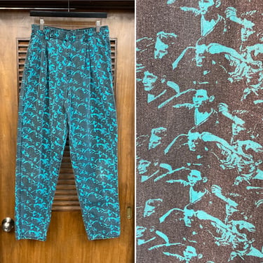 Vintage 1980’s w30 Military Photoprint New Wave Skate Surf Pop Art Pants, 80’s Vintage Clothing 