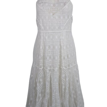 Tracy Reese - Ivory Crochet Lace Sleeveless High Neckline Dress Sz M