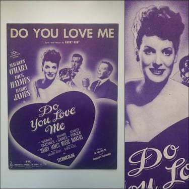 1940's Sheet Music from Do You Love Me? with Maureen O'Hara - 40s Home Decor 40s Movie Memorabilia 