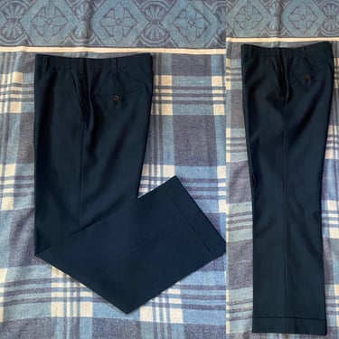 Vintage 1960s Slacks 60s Blue Trousers Pants 32 inch waist 